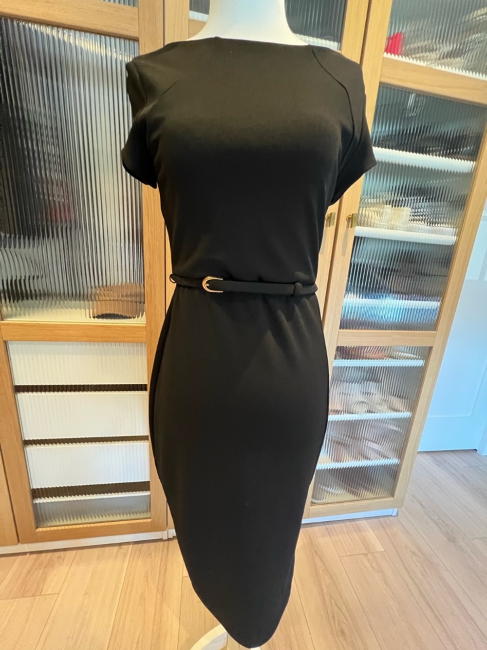 New! Express Belted Sheath Dress Casual Size XS Black